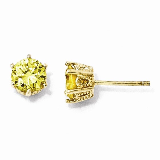 Sterling Silver 6.5 mm Yellow Zirconia Stud Earrings Sterling Silver 6.5 mm Yellow Zirconia Stud Earrings